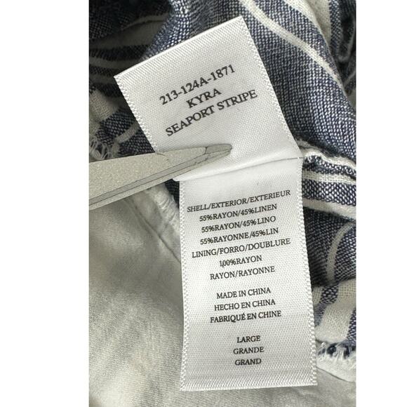 Rails Jumpsuit Women Large Kyra Seaport Stripe Blue Pockets Linen Wide Leg Beach - Picture 5 of 6